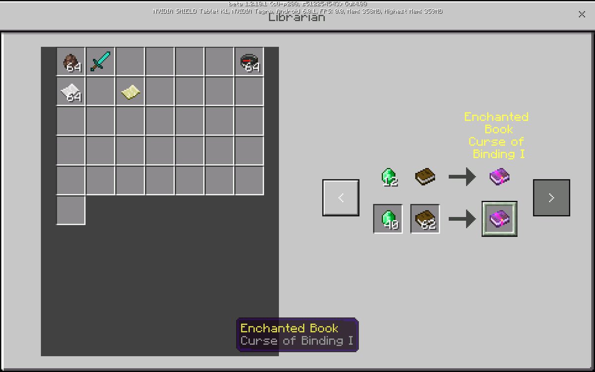 beta_mcpe1's tweet image. The Curse of Binding and Curse of Vanishing Enchantments were added in the #MCPE/#Minecraft 1.2.10 BETA and is only accessible through Villager Trading! :D