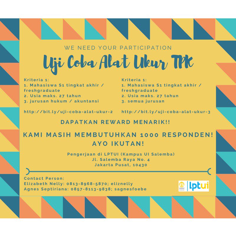 ovila10's tweet photo. Holaa...😎😎😎
Kamu mahasiswa S1 tingkat akhir (min. semester 7), jurusan #Akuntansi / #Hukum atau semua jurusan?

atau

Kamu lulusan S1 di bawah 27 tahun, jurusan #Akuntansi / #Hukum atau semua jurusan?

Yuk ikutan! 😉

NB: kamu bisa bawa 5 temen?! kamu jg dpt reward menarik lho https://t.co/RJUo4tFzcI