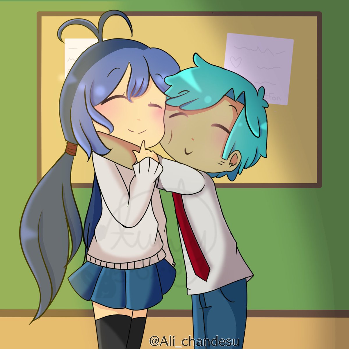 Ali_chandesu's tweet photo. Al fin termine este dibujito de bon y bombón (QvQ)9
 Y no!no es un dibujo de shipp,solo tengo la teoria o idea de que ellos dos deberían ser hermanos ya que vienen del mismo animatronico :>

En fin me gusto mucho el resultado ^v^)9 💖

#FNAFHS https://t.co/tBxrlu7DtF