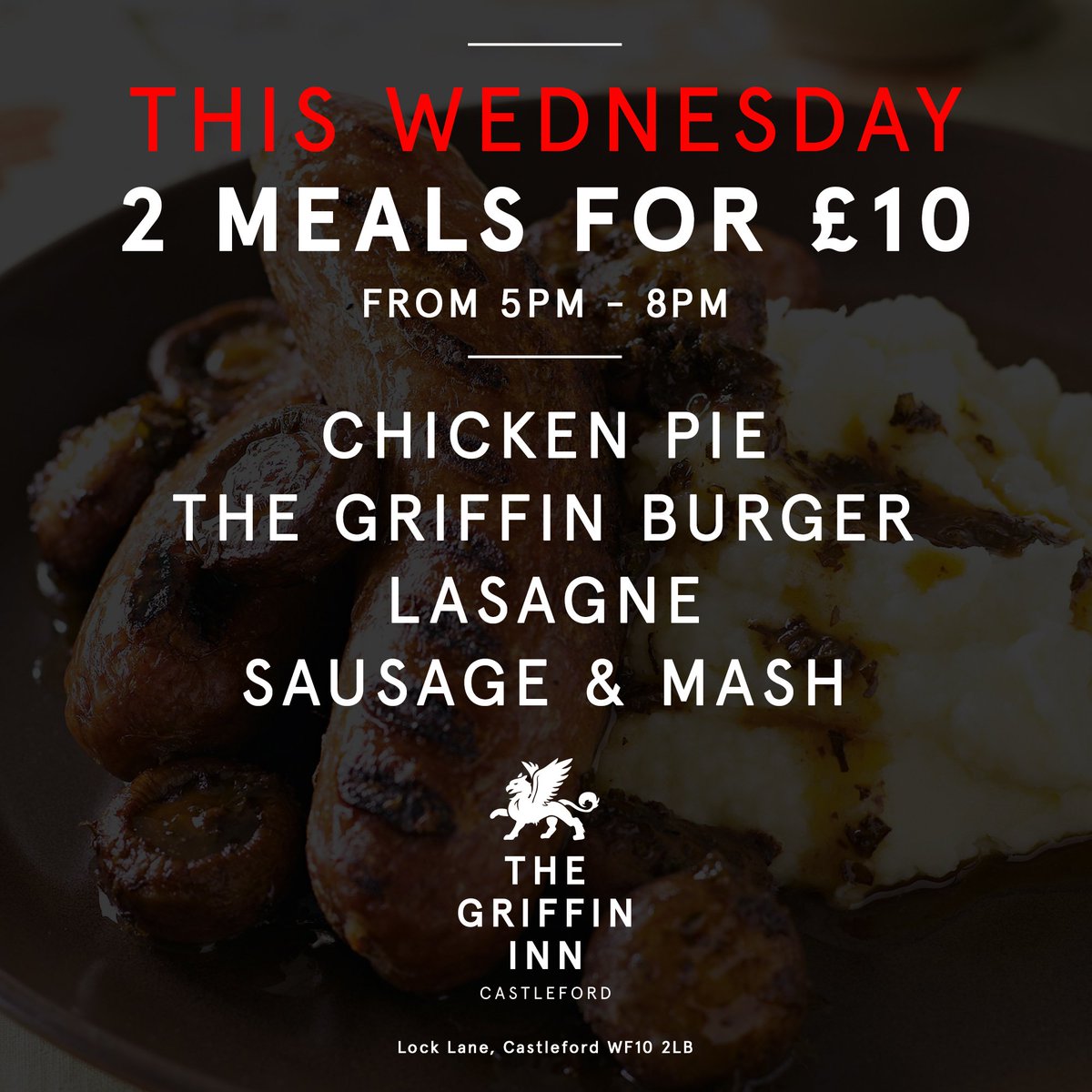 inn_griffin's tweet photo. I know it's only Monday afternoon, but hopefully this will cheer you up 'Griffin Wednesdays' will be soon upon us. Here is this weeks menu. After the huge success of The Griffin Burger, IT'S BACK THIS WEEK! so if you missed out last week here is another chance to get one. https://t.co/mRagEoYtV5
