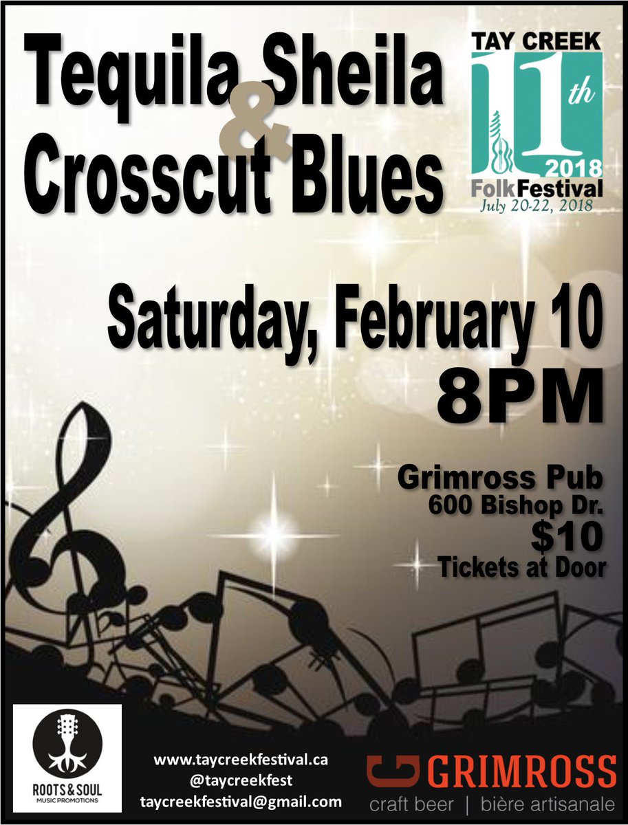 First tweet: stoked to be playing <a href="/grimrossbrewing/">Grimross Brewing</a> this coming Saturday night to support <a href="/taycreekfest/">Tay Creek Festival</a>.  #LetsRock