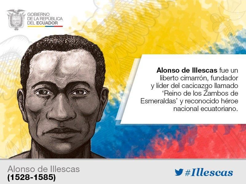 mfespinosaEC's tweet photo. Alonso de #Illescas con su liderazgo logró articular a indígenas y africanos. Conocido líder del cacicazgo llamado 'Reino de los Zambos de Esmeraldas' salvó la vida de muchos afrodescendientes que iban a enfrentar la esclavitud por parte los espa��oles. Un héroe del pueblo. https://t.co/ZDi8LgJc3k