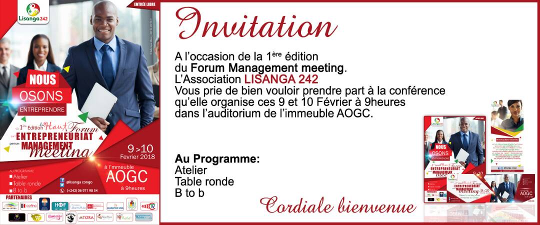 Lisanga 242 vous invite à prendre part à la premiere édition du Management Meeting ce vendredi  9 fevrier à 9h.