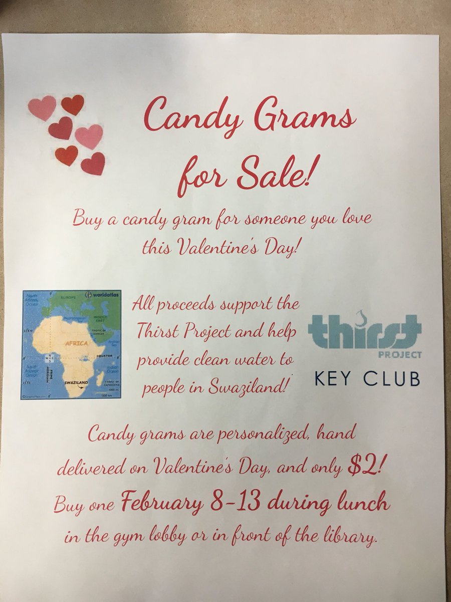 adhs_2018's tweet photo. Buy your candy grams in the gym lobby February 8th-13th!!! ❤️Supports the thirst project 💧 https://t.co/fC1xZXtqIB