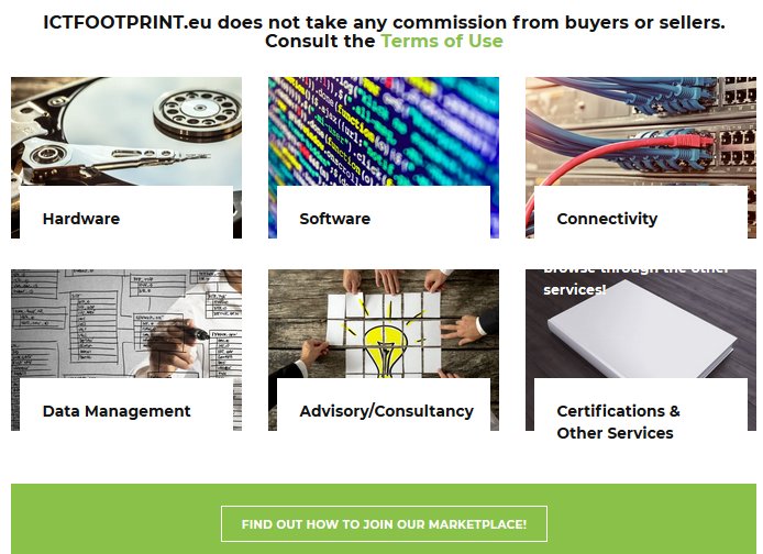 ICTFOOTPRINTeu's tweet photo. Do you have a #sustainable #ICT service that helps #SMEs #cities to become low #carbonfootprint in their #IT? Apply to join our marketplace &amp; showcase your #greenIT services to potential users. See how https://t.co/4oNtVoHQbh #hardware #software #datacenter #itcertification https://t.co/WEHIpJW1tG