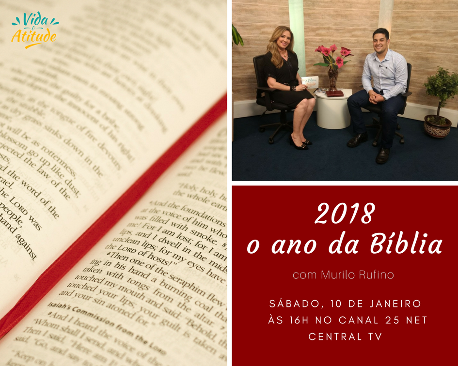 VidaeAtitude's tweet photo. Neste próximo programa teremos a presença do Murilo Rufino que vai falar sobre a o livro mais lido, traduzido e distribuído de todos os tempos: a Bíblia! Um ano inteiro para celebrar o Livro Sagrado. É neste sábado, às 16h na Central TV, canal 25 da NET #vemcomagente https://t.co/OgEF6dHrXe