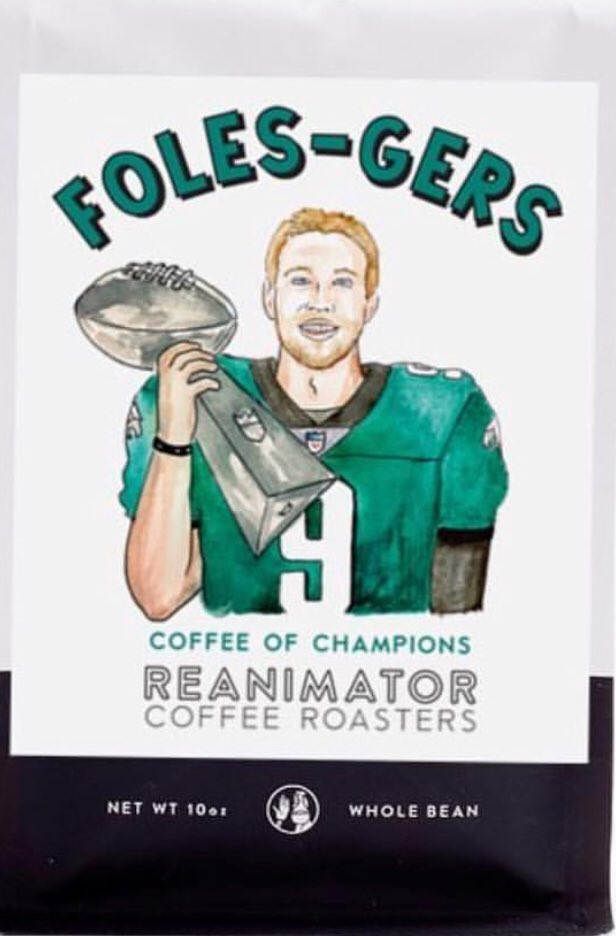 Philly coffee company <a href="/ReAnimatorPhila/">ReAnimator Coffee</a> is making a championship edition of its Foles-Gers. Bags are $19.
