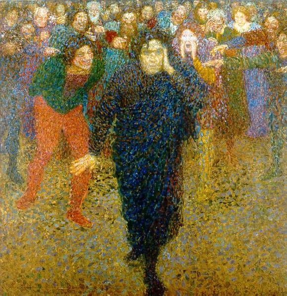 AZiHeron's tweet photo. A thought-provoking image of the day #tpiotd #art #painting #TheGeniusAndTheCrowd #YeghisheTadevosyan #Tadevosyan #pointillism #voices #chaos #memory #mind #reaction #laughs #cheers #ridicule #brilliance #literature #philosophy #depth #humanity #society #mockery #frighting https://t.co/AdVtBfm4uE
