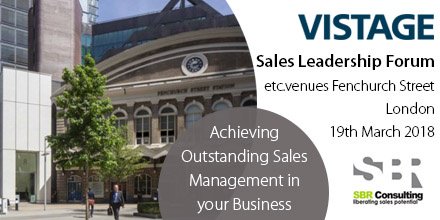 Excited to announce this year's <a href="/VistageUK/">Vistage UK</a> Sales Leadership Forum in partnership with @SBRConsulting - Monday 19th March - <a href="/etcvenues/">etc.venues</a> Fenchurch Street, London - "Achieving Outstanding Sales Management in your Business" SPACES LIMITED. More info here: vis.pm/2BWZEkR