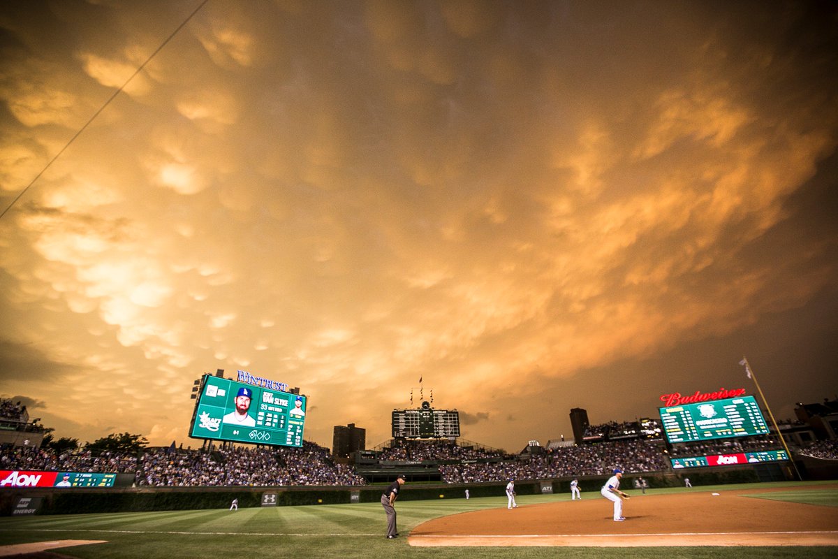 Cubs's tweet photo. Wishing a happy #NationalWeatherpersonsDay to all of our fellow @MLB meteorologists.

We’ll provide weather updates as they become available. https://t.co/0onUjfhfPg