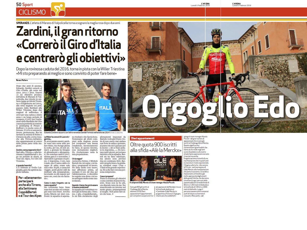 Oggi in edicola un'interessante intervista a <a href="/edozardi/">Edoardo Zardini</a> su <a href="/larenait/">L'Arena</a> 

#LoveMyWilier #EnjoYouRide