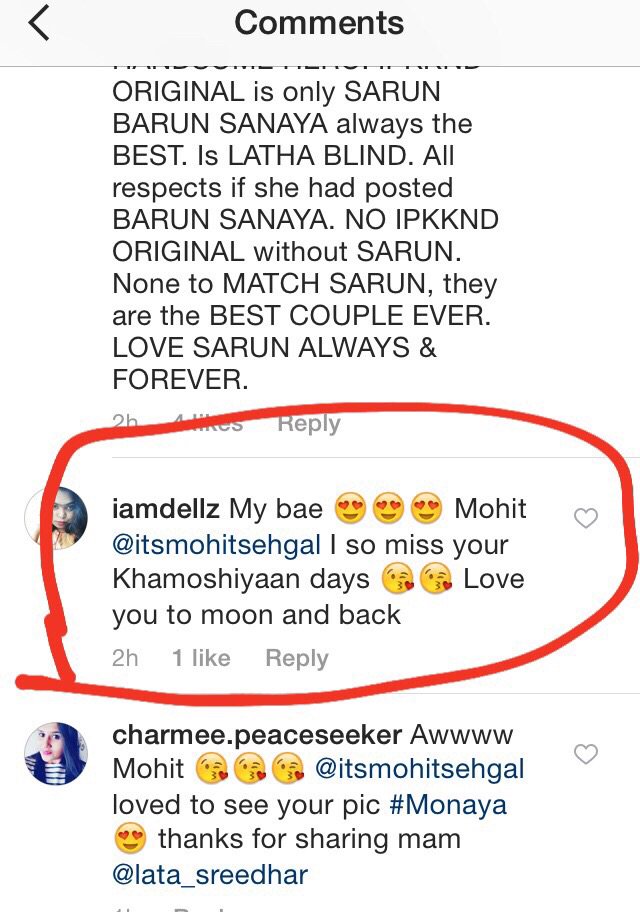 Arshisarunmumbaifan Sur Twitter Check D Comment Of This Mohitsehgal Pashmean Barmeen Fan Deliz On Lata Sreedhar S Post Deliz Defended Mohit Fans Like Taniya Who Had Bashed Sanayairani On Her