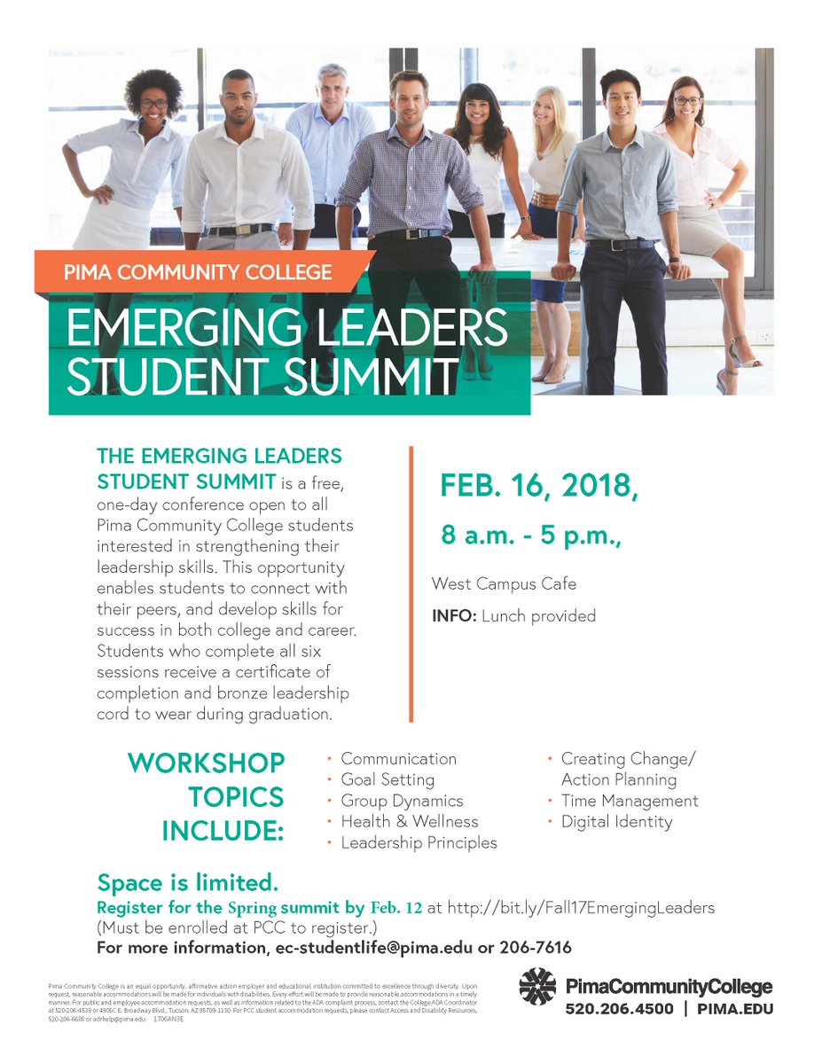 StudentLifeEast's tweet photo. Pima Students!  There's still time to sign up for the Feb. 16 Emerging Leaders!
https://t.co/XnCX6kNJsx https://t.co/yF2MPv7pPx