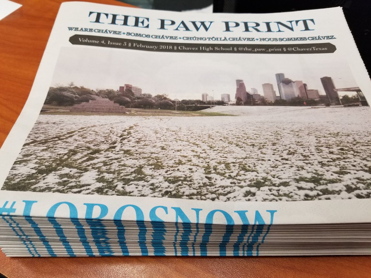 chsLOBOlibrary's tweet image. Pick up the latest issue of  @the_paw_print in your #LoboLibrary! #HISDlibrariesNOW #wearechavez #loboliteracy #HISD