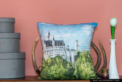 Wanderlust_Dogs's tweet photo. I am loving how this pillow came out!  I had fabric made using a photo I took of the Germany castle, Neuschwanstein. The pieces are stitched together in a classic quilt pattern.
#deinbayern
#igersbavaria
#igersgermany
#visitbavaria
#girlsLOVEtravel 
#girlsvsglobe
#girlswhotravel https://t.co/eAqfUj6jnj