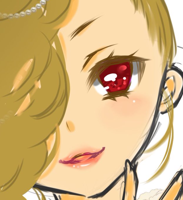 なんか筆が進むのでもう1枚落書き!このくらいに唇塗るの好き 