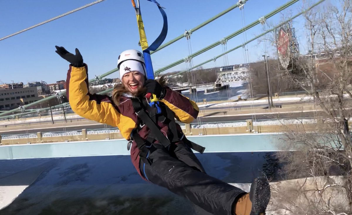ColleenCFarrell's tweet photo. Hands down, one of the greatest experiences of my life! 😁❄️ #bestdayever #boldnorthzipline #mnsuperbowl2018 #superbowl52 https://t.co/ZqFJdYbKqR