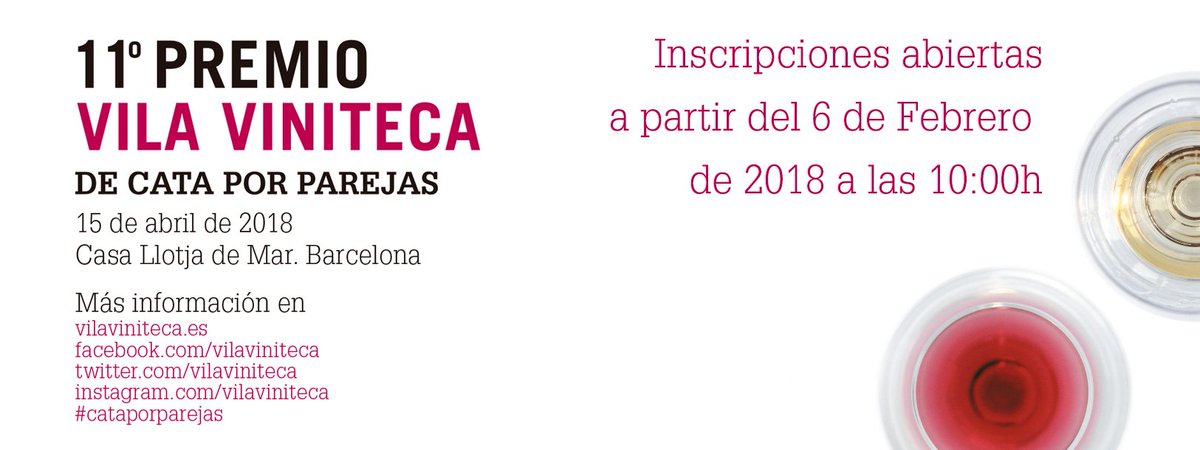 vilaviniteca's tweet photo. Mañana a las 10:00h abrimos las inscripciones del 11º Premio Vila Viniteca de #cataporparejas https://t.co/UPXYcvM77b https://t.co/UzFOZ0t3DI
