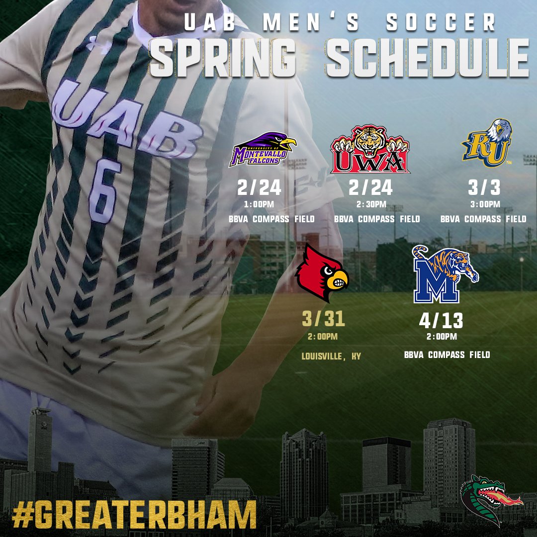 UAB_MSOC's tweet photo. Blazers Set Spring Match Dates 

#GreaterBHAM 

https://t.co/eu1aFkj0As https://t.co/aSgYci4upr