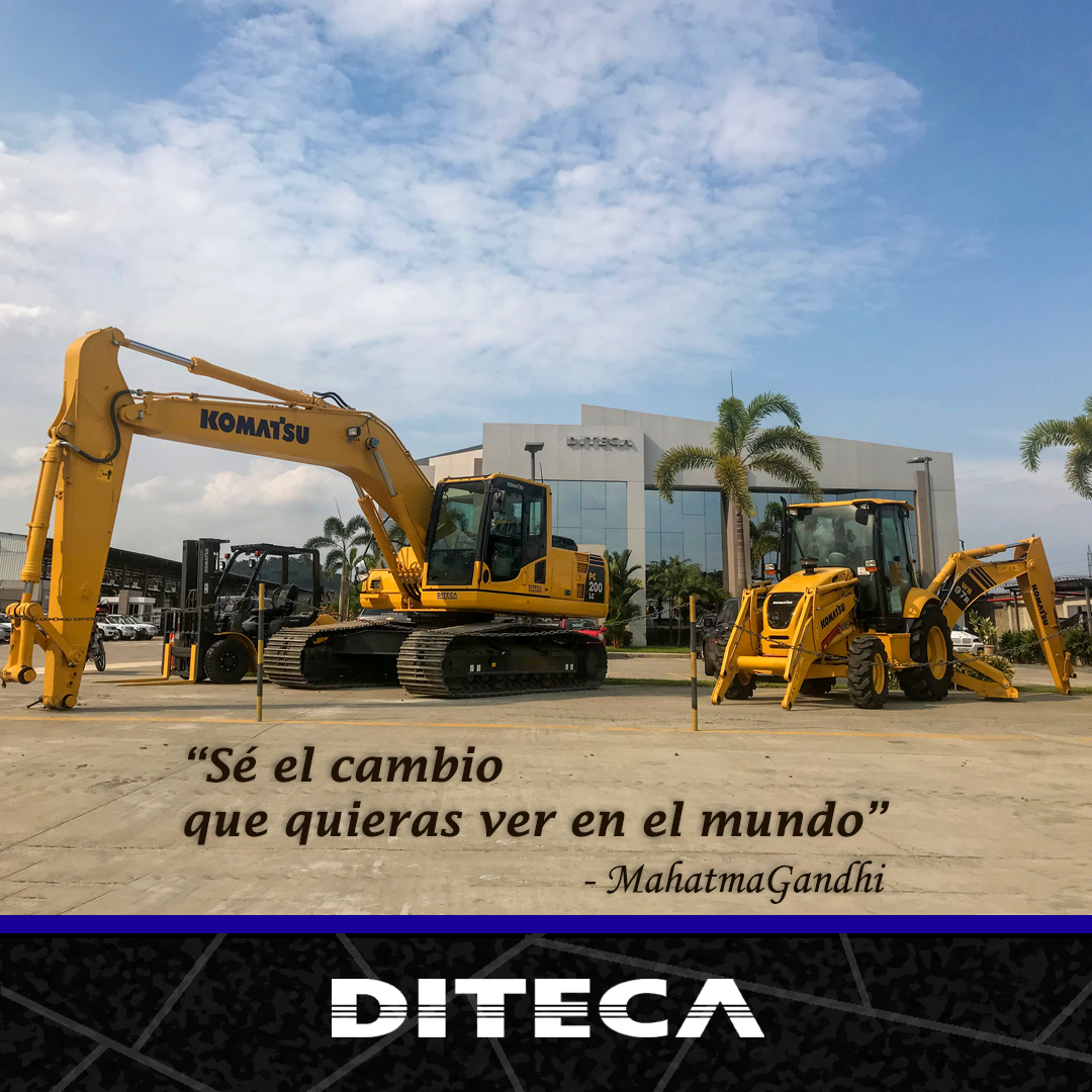 DitecaKomatsu's tweet photo. Te deseamos un excelente inicio de semana con esta frase: “Sé el cambio que quieras ver en el mundo” –Mahtma Gandhi #DITECA #EXCAVADORA #RETROEXCAVADORA #RETROCARGADORA #MONTACARGA #KOMATSU #ECUADOR #MAQUINARIA #CONSTRUCCION #1700DITECA #FRASEDELUNES https://t.co/CrjFrAR3Ck