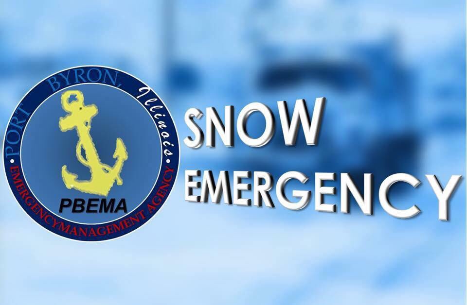 PortByronILL's tweet photo. PBEMA: Snow Emergency in effect from 12 p.m. Monday- 12 p.m. Tuesday. NO PARKING on any city streets. https://t.co/9m4PFa8XN5