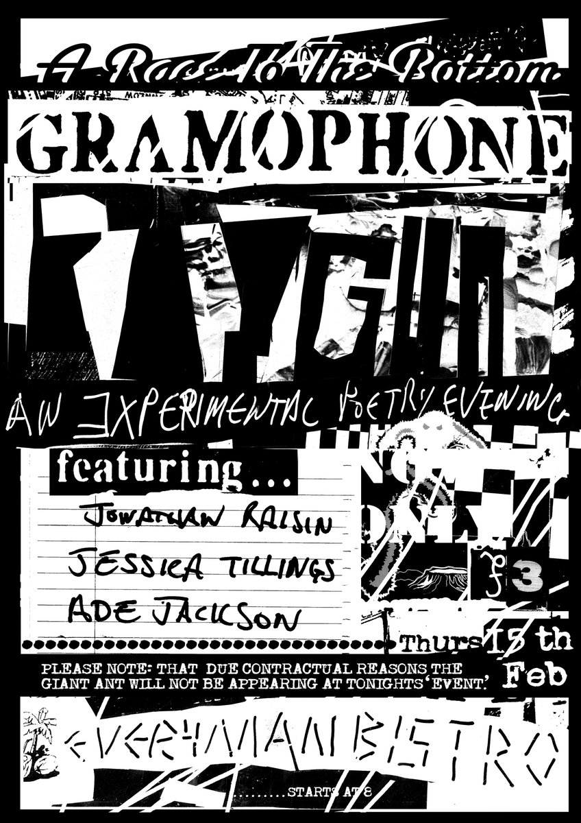 docker2323's tweet image. Gramophone Ray Gun 9 on 15th February @EverymanBistro with @JessicaTillings, Ade Jackson and Jonathan Raisin
