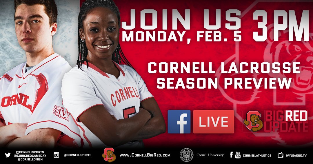 CornellVideo's tweet photo. Head over to NCAA Lacrosse on Facebook to watch the Big Red Update - Cornell Lacrosse Season Preview show! #LGR #GoCornell https://t.co/fo0GGuyYNC