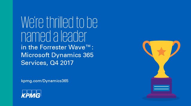.<a href="/KPMG/">KPMG</a> awarded leader status in #ForresterWave Microsoft Dynamics 365 Services, Q4 2017 report bit.ly/2scLLiE