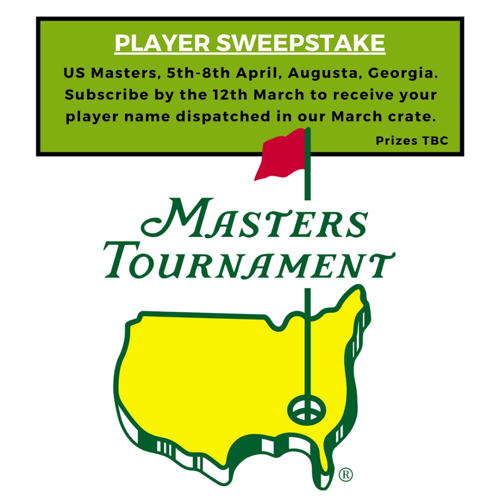 April 2018 US Masters Player Sweepstake! ⛳️
Subscribe by the 12th March to secure entry.
Prizes TBC.  

#mygolfcrate #golf #golfcourse #golfsubscriptionbox #golfwang #golfstagram #golfballs #golfporn #golflife #golfgoals #golfuk #golfaddict #sweepstake #masters #masters2018