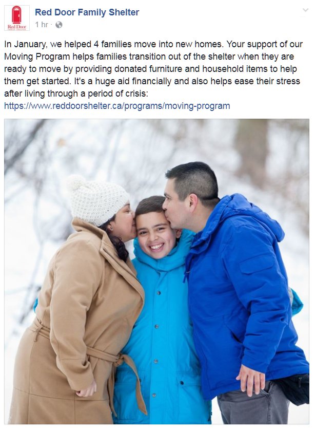 #MondayMotivation "Uniquely our own, the <a href="/RedDoorFamilySh/">Red Door Family Shelter</a> Moving Program has been providing vital transitional support since 2005, helping about 150 families each year. Every $1 you give to the Moving Program, you're giving a family $3 in savings" reddoorshelter.ca/programs/movin… #DoMORE