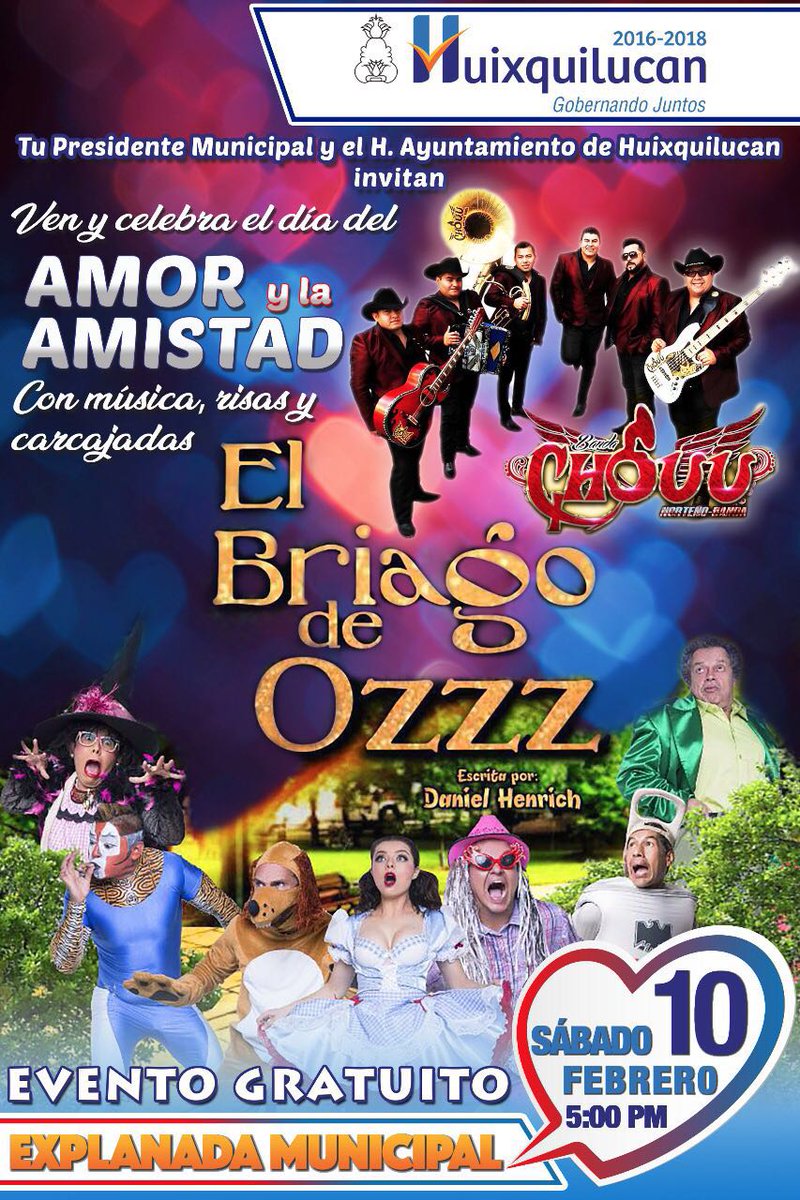 teatromaoblanco's tweet photo. HUIXQUILUCAN... "El Briago de Ozzz" estará en su municipio el 10 de Febrero, celebrando el Día del Amor y la Amistad con ustedes. ¡Los esperamos! #ElBriagoDeOzzz (Evento Gratuito) 🎭 🌟 . https://t.co/EySj7oIFdp