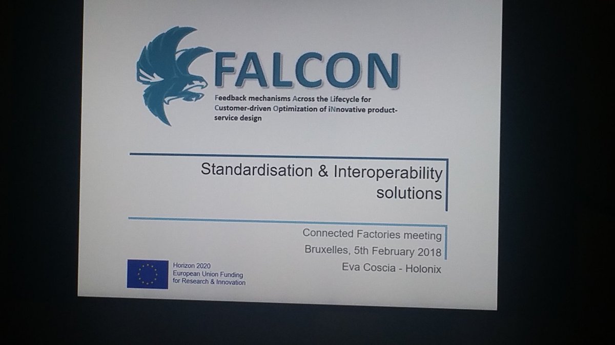 HalukGOKMEN's tweet photo. Eva Cosica from @HolonixSRL is explaining @FalconH2020 and @NimbleProject @EFFRA_Live #ConnectedFactories Event in #Brussels #DigitiseEU https://t.co/HRIORjyzpu