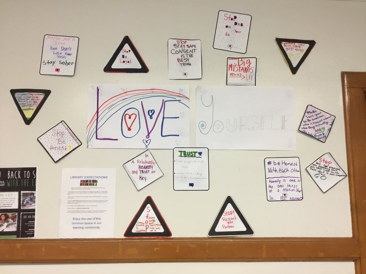 MsMillerHealth's tweet photo. My Ss so proud of their work for Teen Issues. Currently talking about healthy relationships. #PhysEd #middleschool #healthy https://t.co/a6x2cKF6Zw