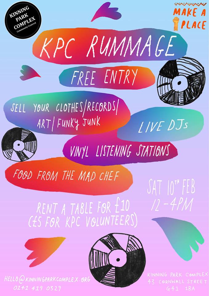 Are you ready to rummage!!? Pop along to KPC on Saturday for some excellent bargains, great food at a reasonable price &amp; live DJs. Plus a stall from our pals at <a href="/OxfamMusicByres/">Oxfam Music Glasgow</a> ​&amp; listening stations around the hall. A wholesome Saturday activity 🌻 bit.ly/2DdoaPV