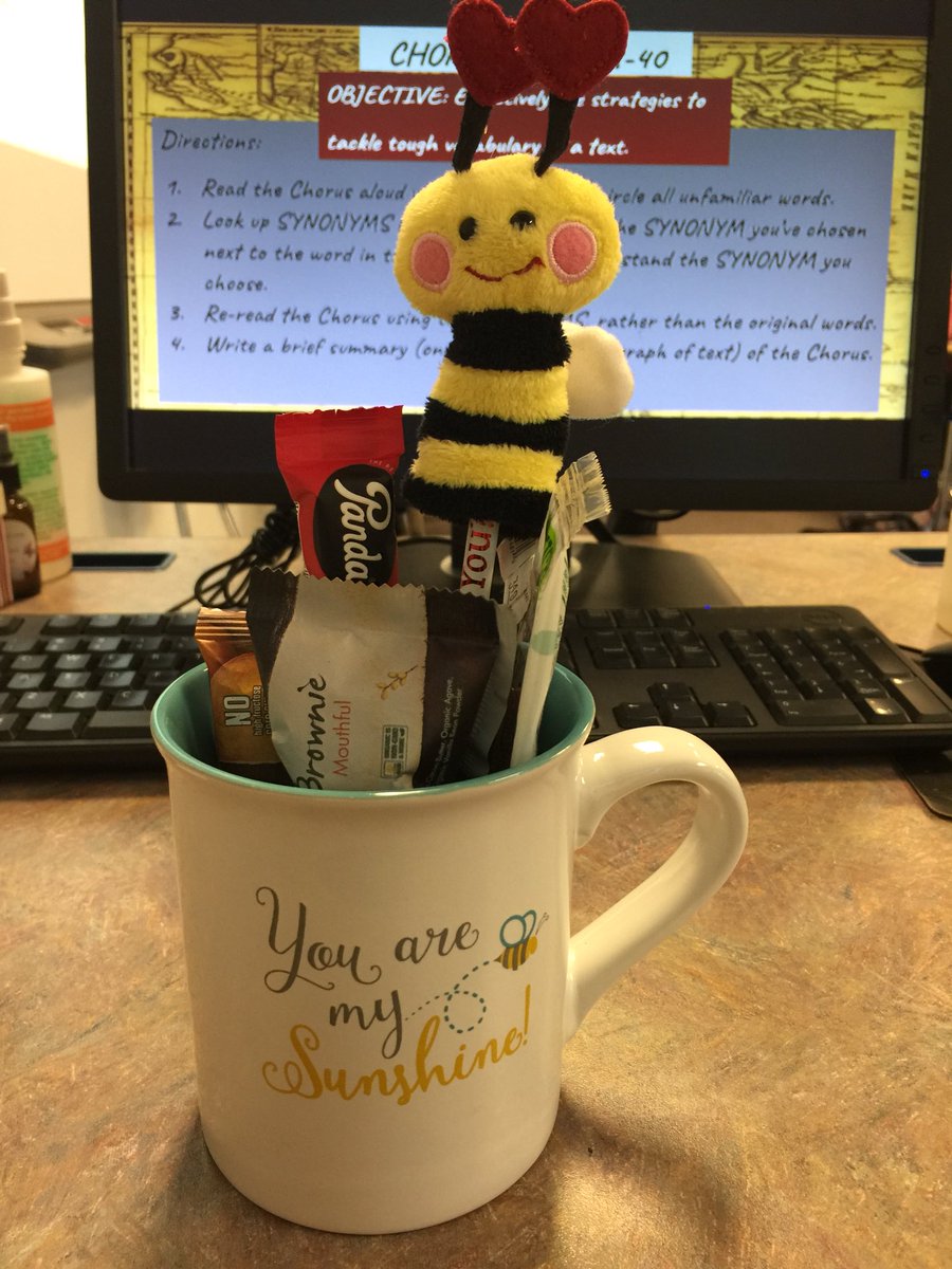I’ve been mugged! Thanks, Sunshine Committee and my secret mugger! #BHSfaculty