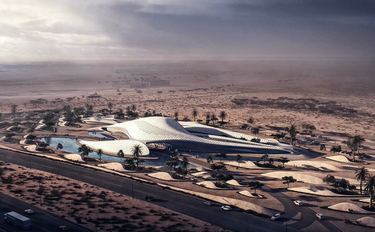 PERIgroup's tweet photo. The #Bee'ahHeadquarters, a #eco-friendly building designed by famous architect #ZahaHadid, is being built in the #SharjahDesert. Its complicatde structure, which resembles sand dunes, requires a reliable formwork system, provided by #PERI. #PERIformwork #projectofthemonth https://t.co/oPobxEfs1w