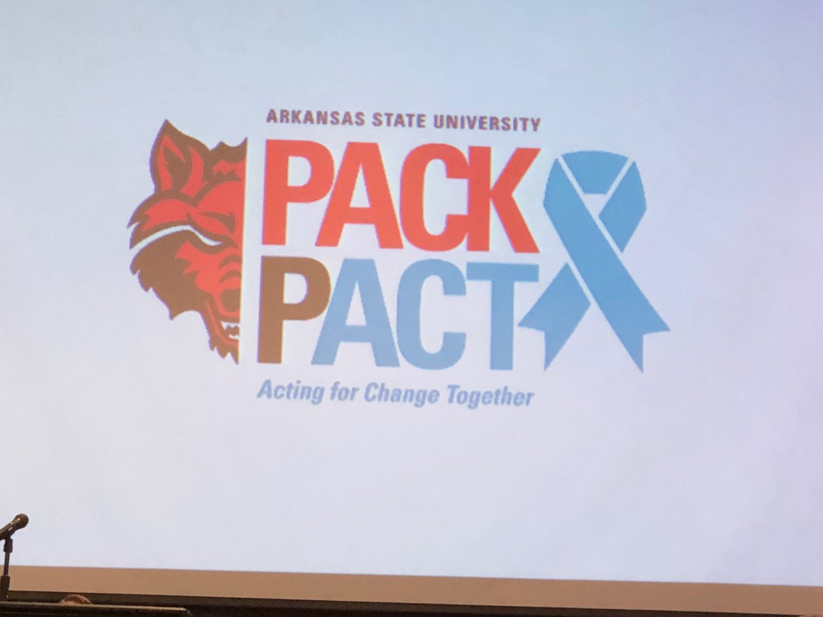 CombsSandra's tweet photo. Sexual Assault is a national problem on college campuses. @ArkansasState there is a pact to decrease the numbers and keep all students safe. Every #RedWolF counts. ACTING for CHANGE TOGETHER. #PackPact #AState #SexualAssault #MeToo https://t.co/s3FDflFjeJ