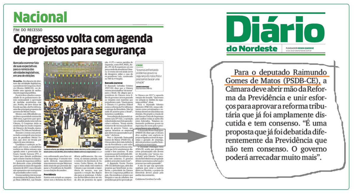 No Diário do Nordeste desta segunda (5/2), defendo que a Câmara dos Deputados abra mão da reforma da Previdência.