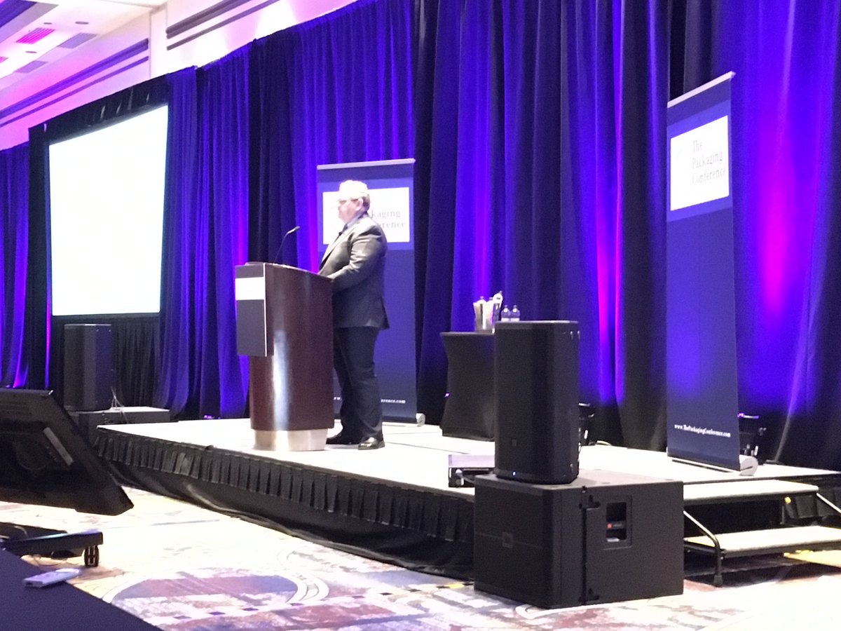 PackmanRick's tweet photo. Robert Weick VP Pkg R&D Campbell Soup #omnichannel moving at unprecedented speed and scope of change in logistics and delivery #packaging #PackConf2018 #pkgconference challenge to #design for the unknown https://t.co/xE90tiUkuN
