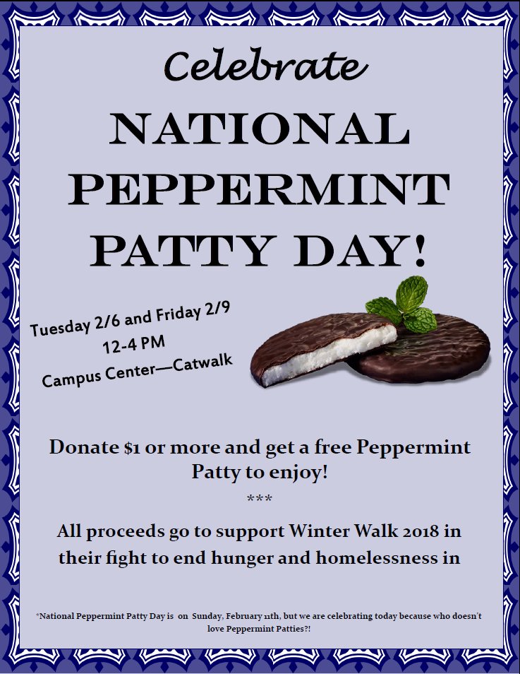 Give a dollar, get a delicious chocolately treat! Celebrate National Peppermint Patty Day with CKUMB tomorrow and Friday! All proceeds support the #WinterWalk2018 in the fight against homelessness! ht.ly/8F9n30idtKO