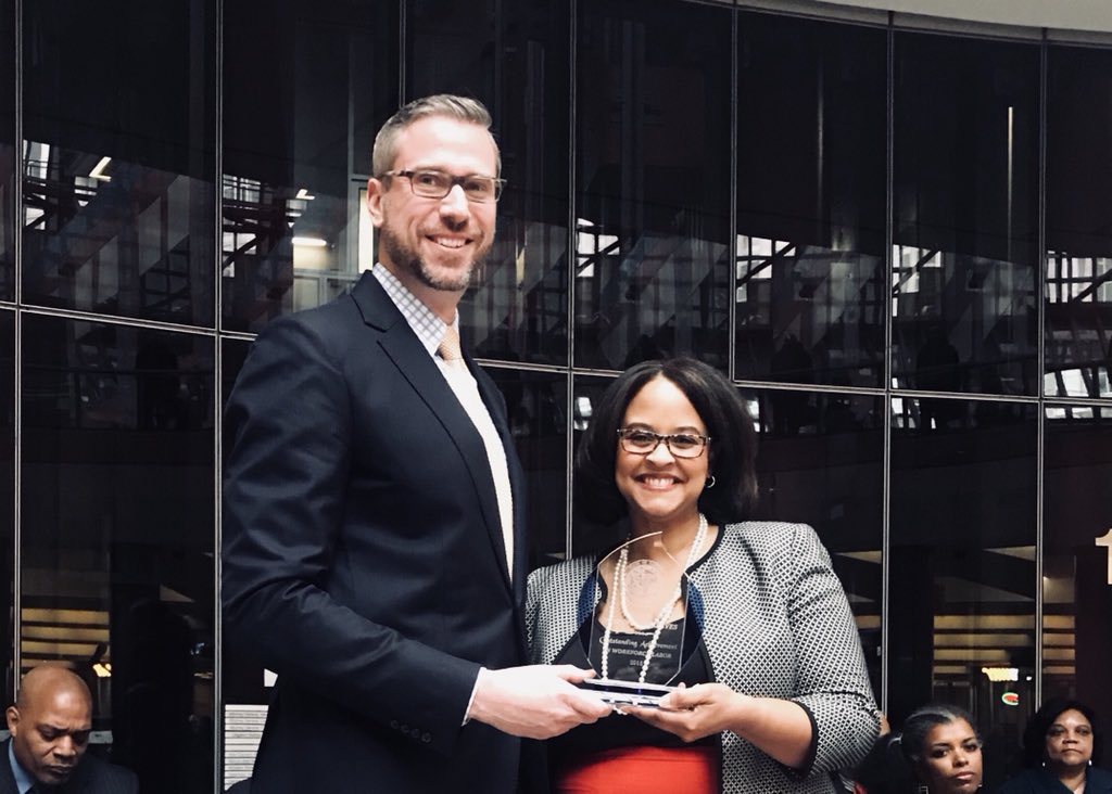 ChiCookWORKS's tweet photo. @kmnr98 @Alliance4RD @EmployMilwaukee @MikeforIllinois presents #blackhistorymonth celebrating local “heroes and sheroes” including our CEO @kmnr98 for “Outstanding Achievement in WorkForce Labor.” #thepartnershipworks https://t.co/PKmpbDl5Oj