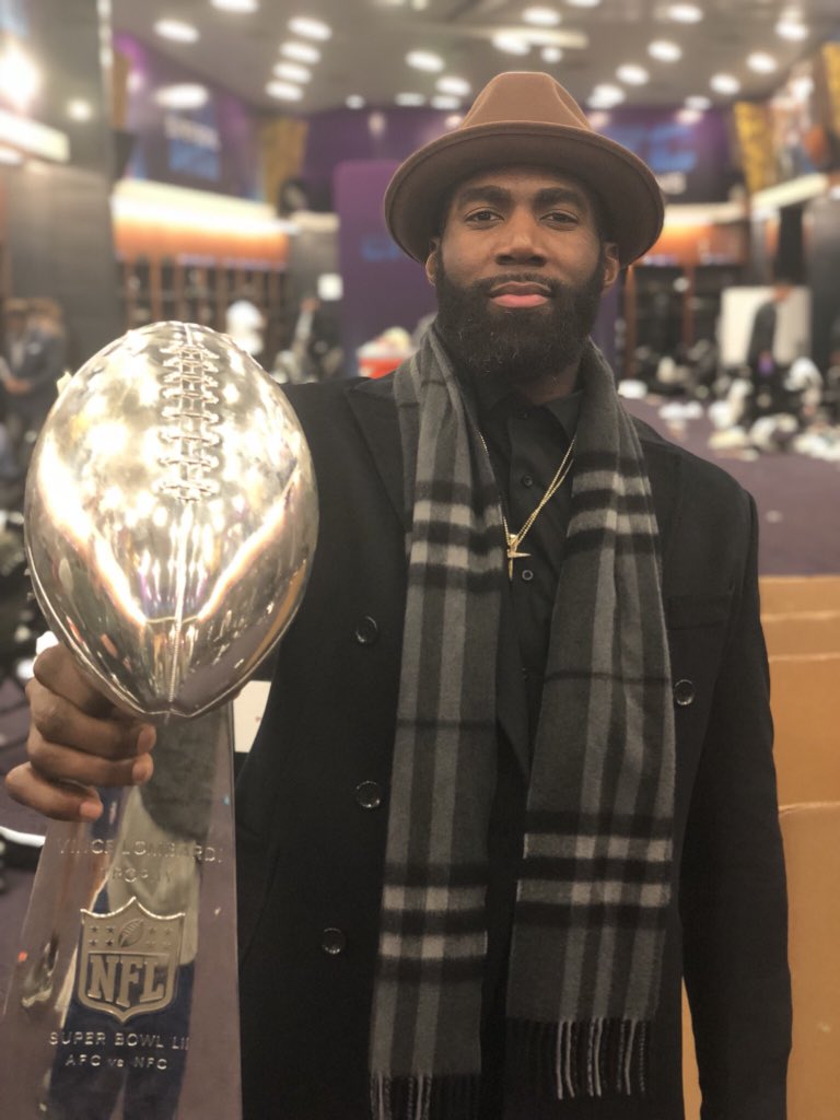 MalcolmJenkins's tweet photo. We did it!!! World Champs!!’ Philly we cant wait to bring this trophy home!!! #FlyEagelsFly #GangGreen https://t.co/kRgN8sfNIp