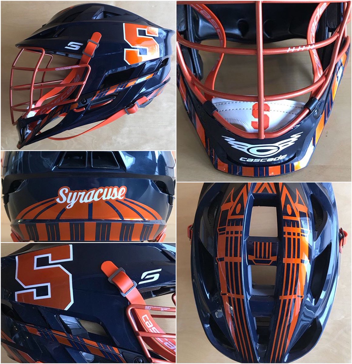 WatchLacrosseTV's tweet photo. #LSNHELMETSHOWCASE @CuseMLAX drops their navy blue @CascadeLacrosse S for 2018 (photos via @lax_farm/@instagram) https://t.co/eanWpvtXPt
