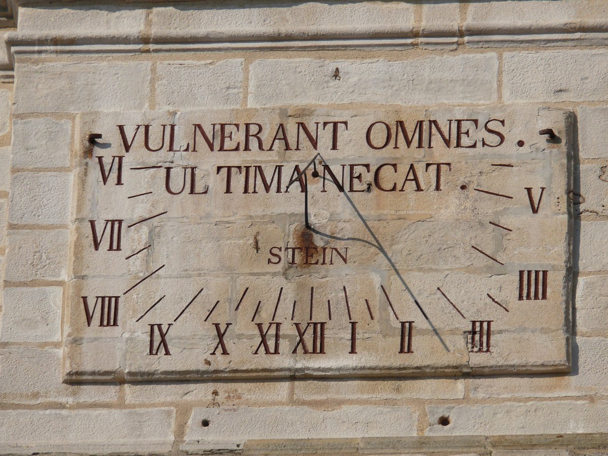 Sundials don't mess around. A thread.

VULNERANT OMNES ULTIMA NECAT
(every hour wounds. The last one kills)

-Church of Saint Vincent, Urrugne, France