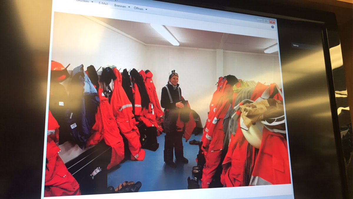 nicolesbeisel's tweet photo. As the lecture comes to a close, Dr. Ferl explains that one pro to life in Antarctica is the lack of dirt! Look how clean the floors are in their 'mudroom'-no sweeping required here! https://t.co/0fzdkmm0nI