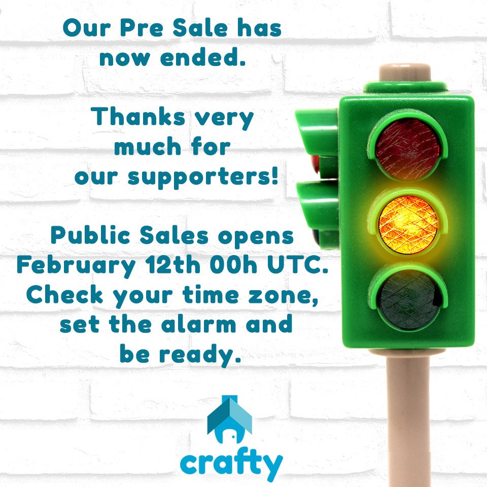 craftywork_'s tweet photo. Our presale has now ended. Thanks very much for our supporters! Public Sales opens february 12th 00h UTC. Check your time zone, set the alarm and be ready. #crafty #craftywork #easethework #ICO #blockchain #ethereum #cryptocurrency #app https://t.co/cK9b4nBAp6