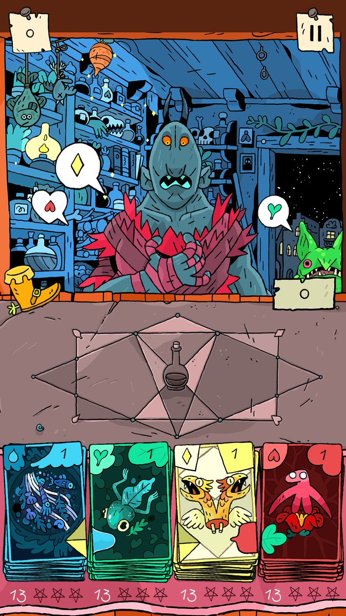 dement009's tweet photo. Ive been playing it for a while but i finally I wanna do a shout out for the incredible art of #miraclemerchant , its addicting af and super pleasing to look at! https://t.co/pmdouaqtfr