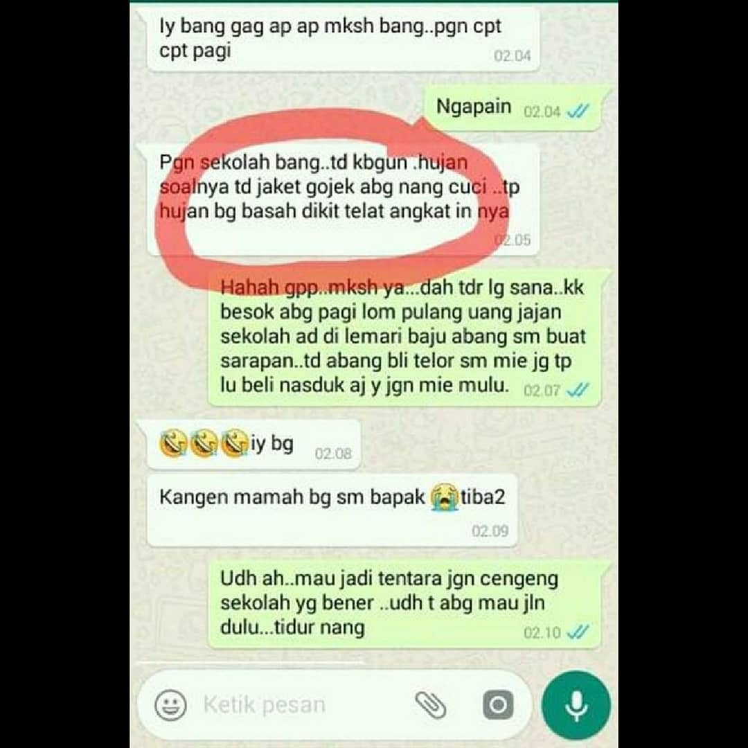 Percakapan Dimas Ray dengan sang adik