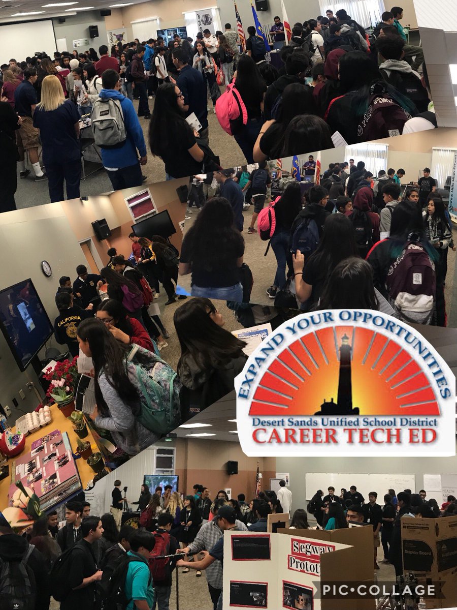 PSUSD_CCReady's tweet photo. Wow!!! Our first CTE Showcase/field trip for 8th graders in @DesertSandsUSD. We had approx 1300 students come through! 💛 Big thanks to Fabiola Felix, @desertwebber @azteccteap @ShadowHillsCTE @IHSCTE, #dsusdCTE Ts and Ss, and all of our MS chaperones https://t.co/9DopQvjUn9