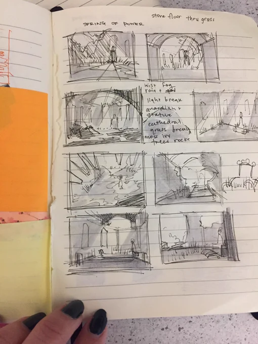 Here's some sketches from my sketchbook for my brainstorming process ? 